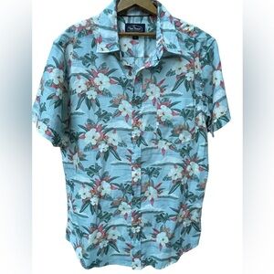 🔥🌴Nat Nast luxury Hawaiian shirt size L. Gorgeous shades of blue/green/coral!